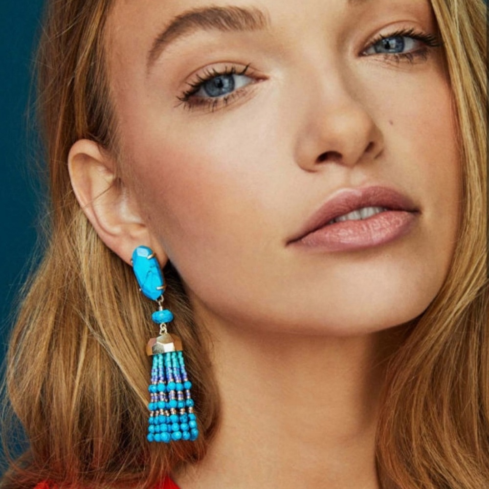 Kendra Scott Dove Tassel Statement Earrings in Turquoise